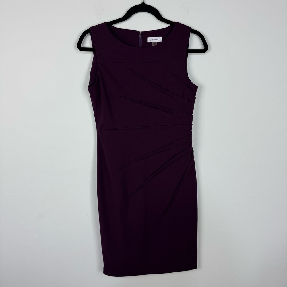 Calvin Klein Purple Sleeveless Mini Bodycon Fitted Dress Business Professional